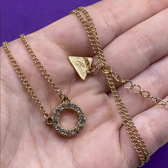 💛 Guess Gold Necklace with Crystal Pendant - Picture 5 of 6